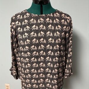 Pixley Black & Cream Elephant Print Blouse